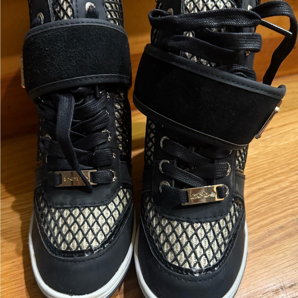 Bebe Sport Black Sneakers with Gold Details